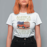 America Turns 250 I Turn 50 1976 50th Birthday T Shirt For Women Sports Car Retro Americana
