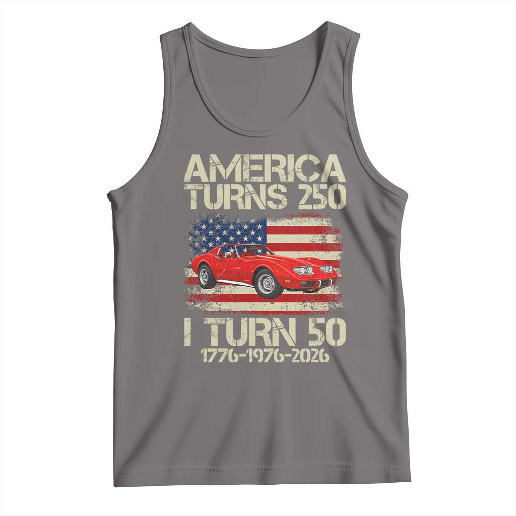 America Turns 250 I Turn 50 1976 50th Birthday Tank Top Sports Car Retro Americana