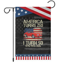 America Turns 250 I Turn 50 1976 50th Birthday Patriotic Garden Flag Sports Car Retro Americana