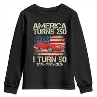 America Turns 250 I Turn 50 1976 50th Birthday Youth Sweatshirt Sports Car Retro Americana
