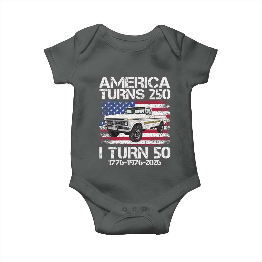 America Turns 250 I Turn 50 1976 50th Birthday Baby Onesie Vintage Classic Original American Old Pickup Truck