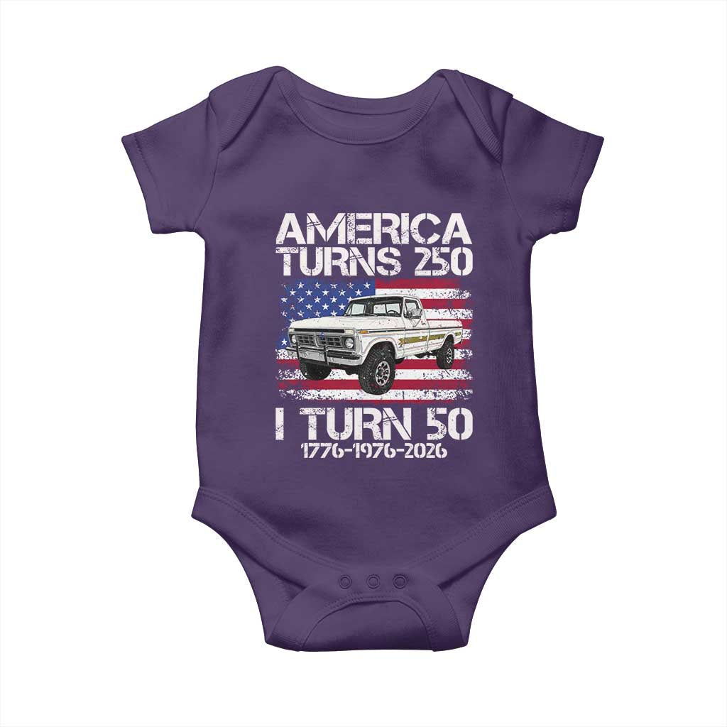 America Turns 250 I Turn 50 1976 50th Birthday Baby Onesie Vintage Classic Original American Old Pickup Truck