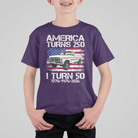America Turns 250 I Turn 50 1976 50th Birthday T Shirt For Kid Vintage Classic Original American Old Pickup Truck