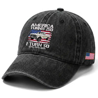 America Turns 250 I Turn 50 1976 50th Birthday Washed Cotton Baseball Cap Vintage Classic Original American Old Pickup Truck