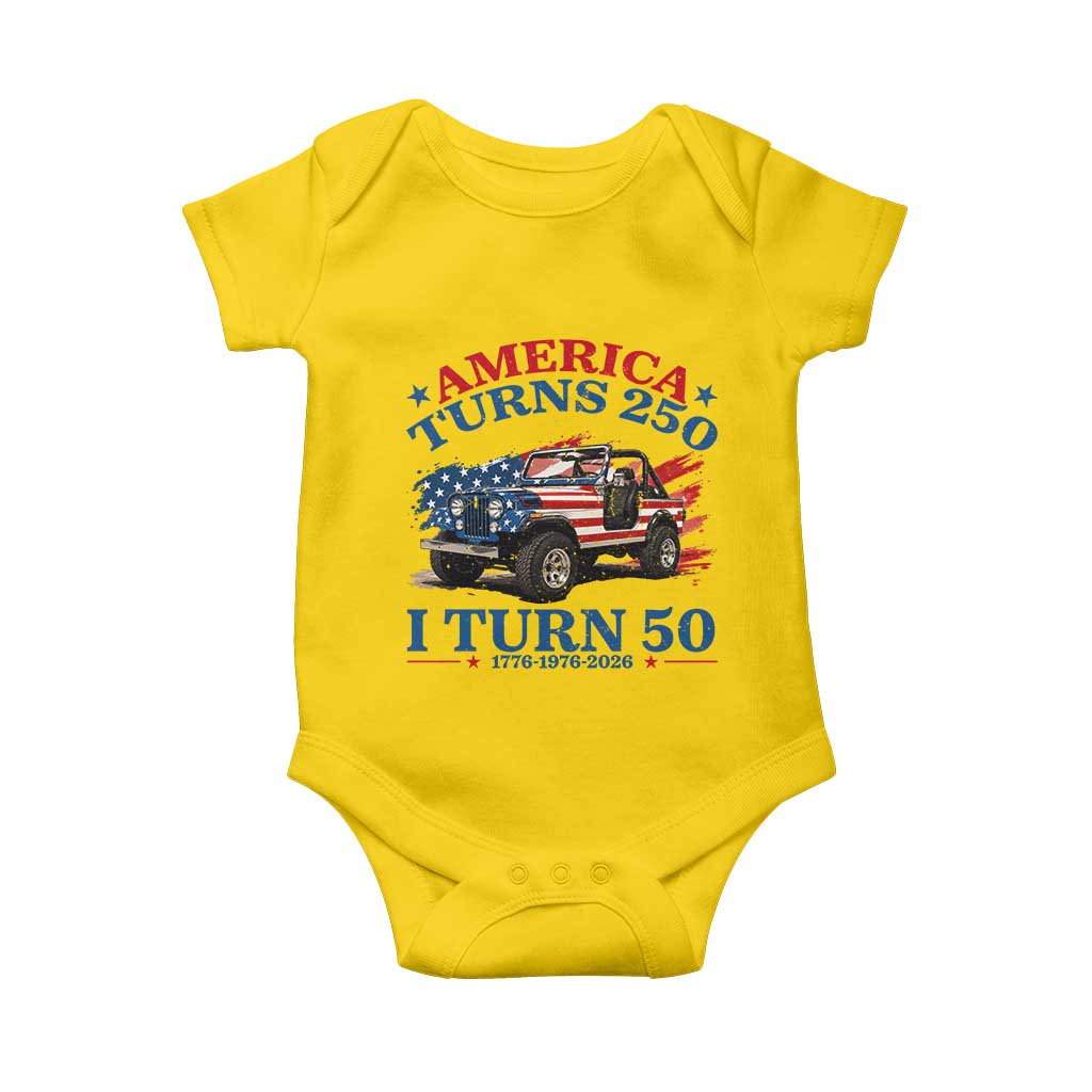 America Turns 250 I Turn 50 1976 50th Birthday Baby Onesie Compact Classic Off-road SUV
