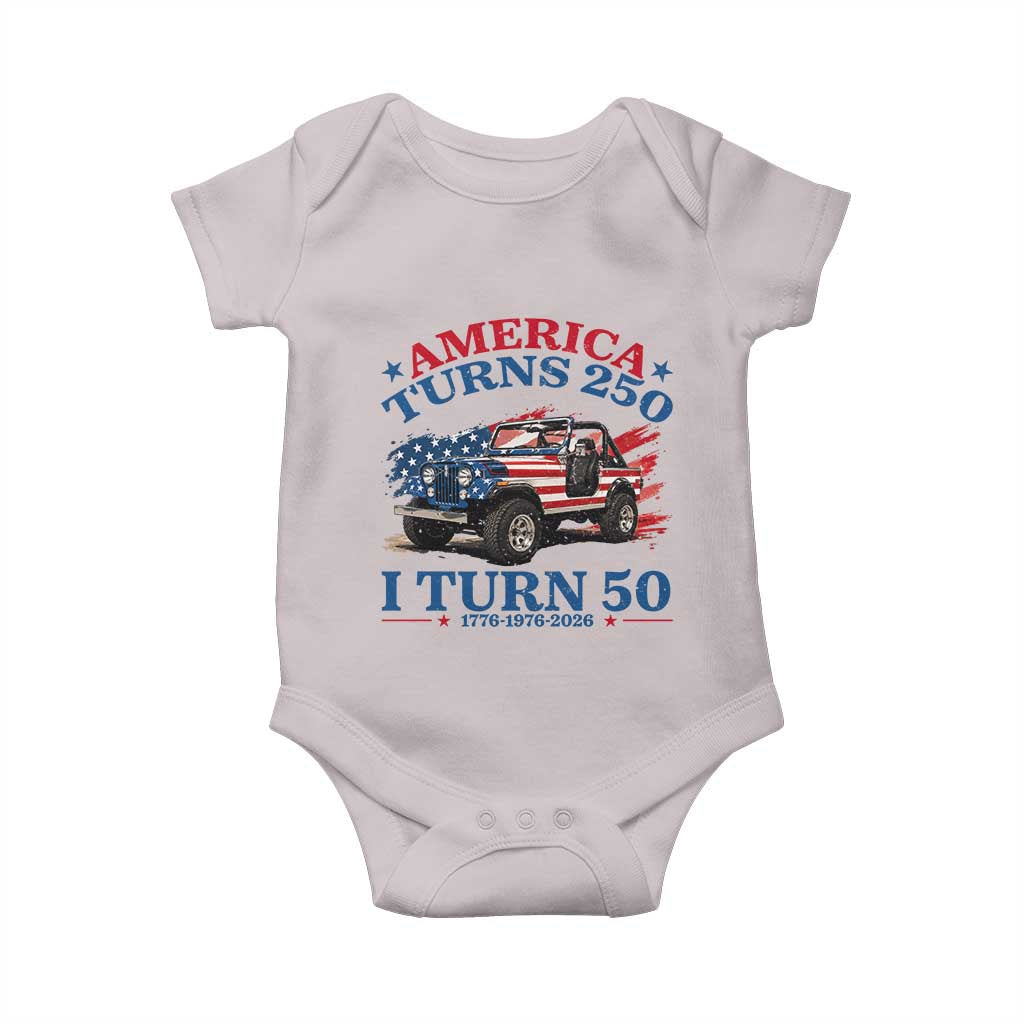 America Turns 250 I Turn 50 1976 50th Birthday Baby Onesie Compact Classic Off-road SUV