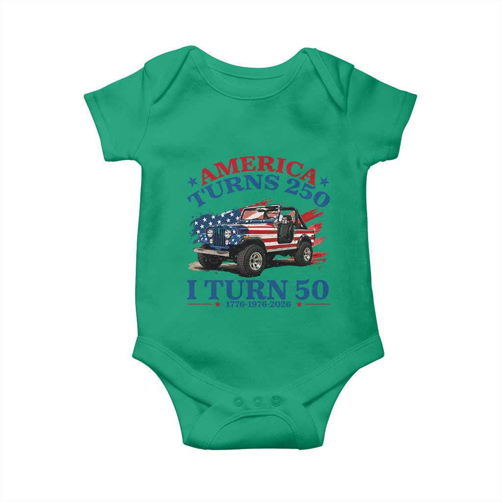 America Turns 250 I Turn 50 1976 50th Birthday Baby Onesie Compact Classic Off-road SUV