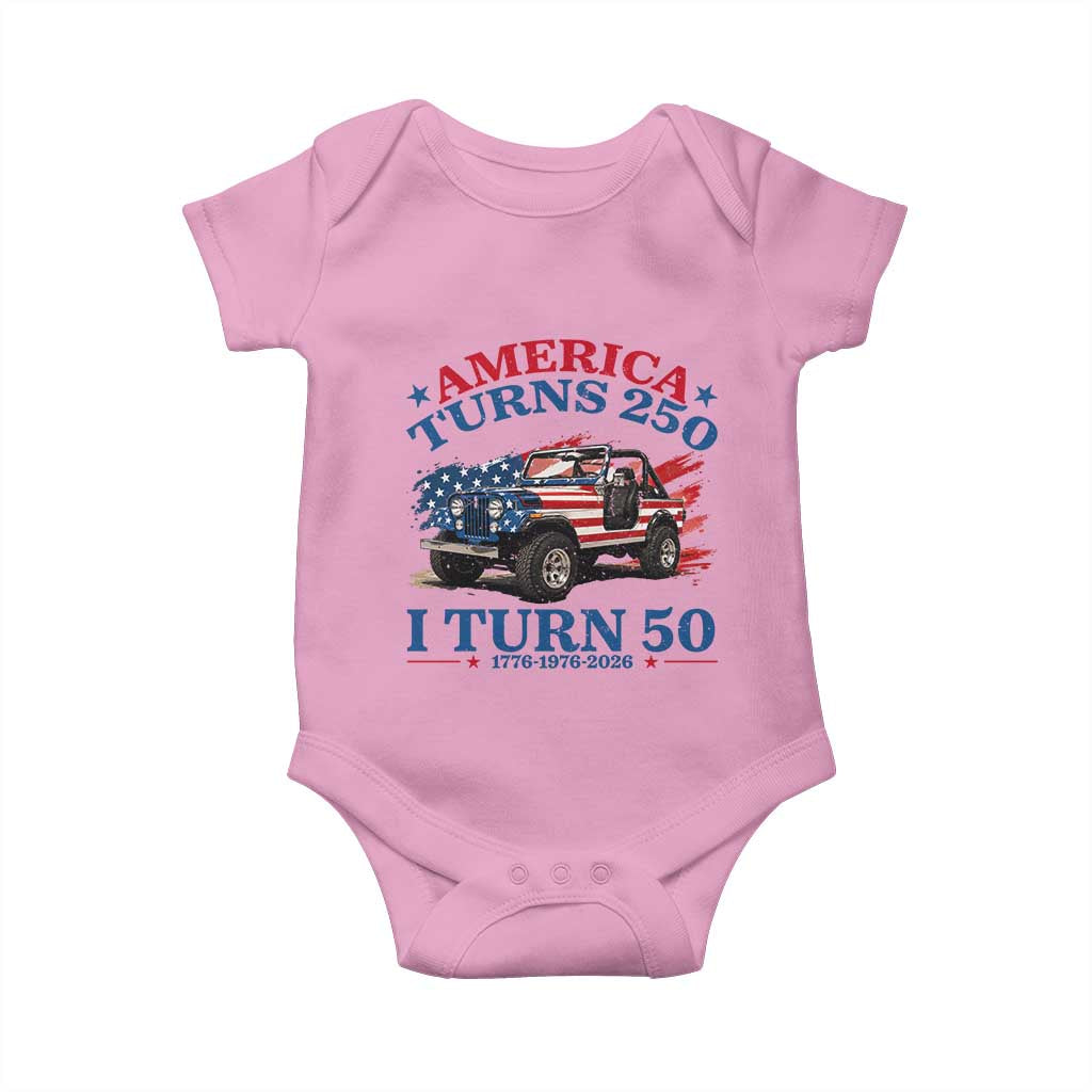 America Turns 250 I Turn 50 1976 50th Birthday Baby Onesie Compact Classic Off-road SUV