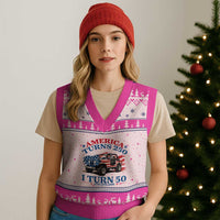 America Turns 250 I Turn 50 1976 50th Birthday V-Neck Knit Sweater Vest Compact Classic Off-road SUV