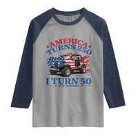 America Turns 250 I Turn 50 1976 50th Birthday Raglan Shirt Compact Classic Off-road SUV