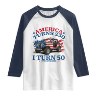 America Turns 250 I Turn 50 1976 50th Birthday Raglan Shirt Compact Classic Off-road SUV