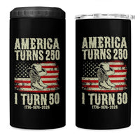 America Turns 250 I Turn 50 1976 50th Birthday 4 in 1 Can Cooler Tumbler Patriotic Cowboy Cowgirl Rodeo 4th of July