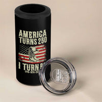 America Turns 250 I Turn 50 1976 50th Birthday 4 in 1 Can Cooler Tumbler Patriotic Cowboy Cowgirl Rodeo 4th of July