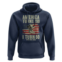 America Turns 250 I Turn 50 1976 50th Birthday Hoodie Patriotic Cowboy Cowgirl Rodeo 4th of July