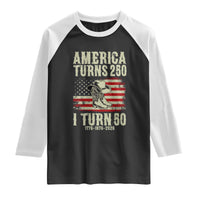 America Turns 250 I Turn 50 1976 50th Birthday Raglan Shirt Patriotic Cowboy Cowgirl Rodeo 4th of July