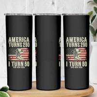 America Turns 250 I Turn 50 1976 50th Birthday Skinny Tumbler Patriotic Cowboy Cowgirl Rodeo 4th of July