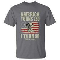 America Turns 250 I Turn 50 1976 50th Birthday T Shirt Patriotic Cowboy Cowgirl Rodeo 4th of July