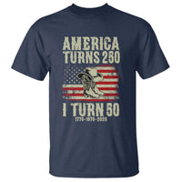 America Turns 250 I Turn 50 1976 50th Birthday T Shirt Patriotic Cowboy Cowgirl Rodeo 4th of July