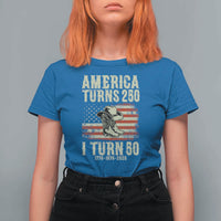 America Turns 250 I Turn 50 1976 50th Birthday T Shirt For Women Patriotic Cowboy Cowgirl Rodeo 4th of July