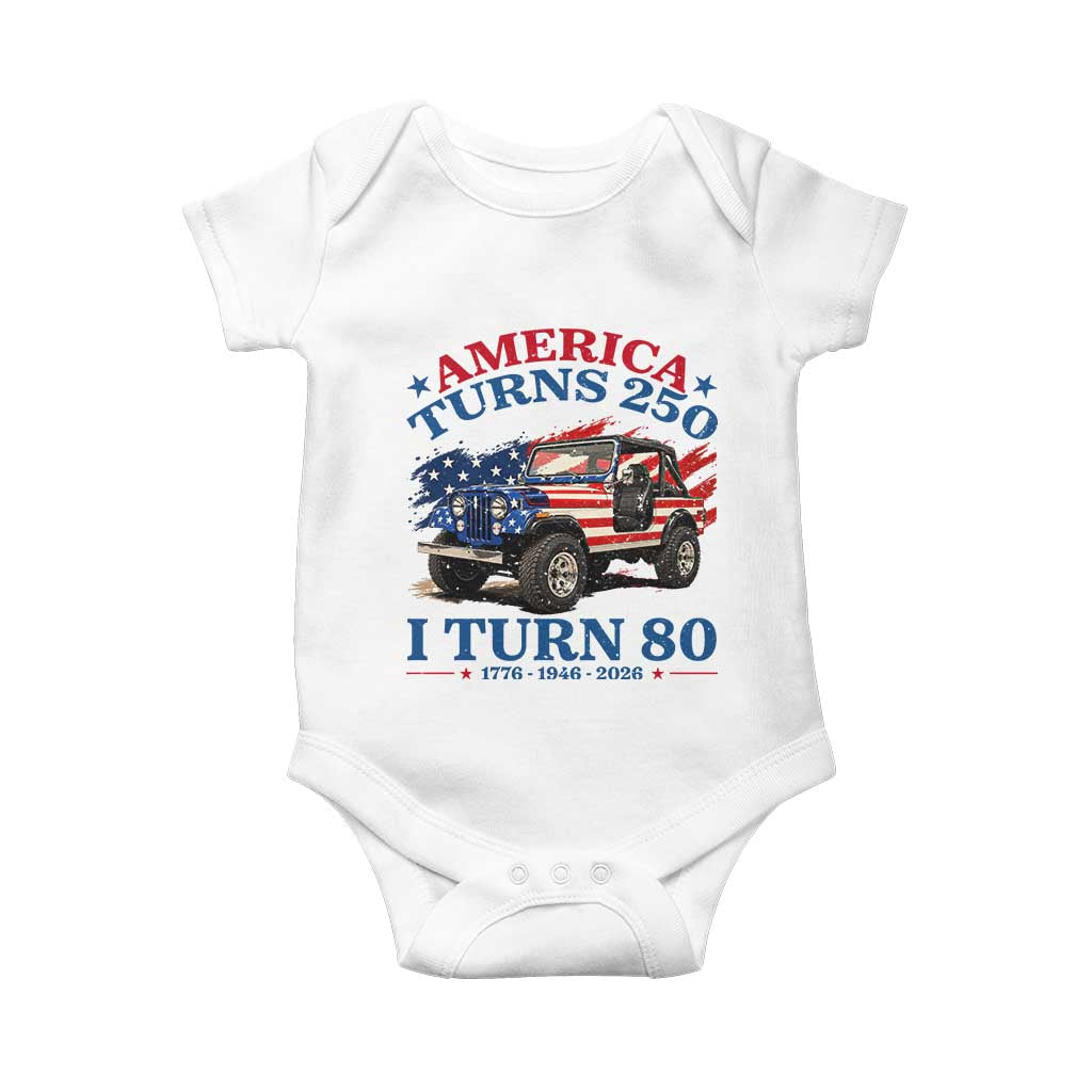 America Turns 250 I Turn 80 1946 80th Birthday Baby Onesie Compact Classic Off-road SUV