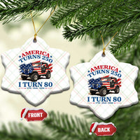 America Turns 250 I Turn 80 1946 80th Birthday Ceramic Ornament Compact Classic Off-road SUV