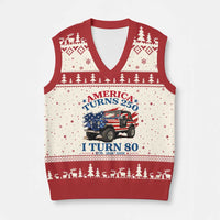 America Turns 250 I Turn 80 1946 80th Birthday V-Neck Knit Sweater Vest Compact Classic Off-road SUV