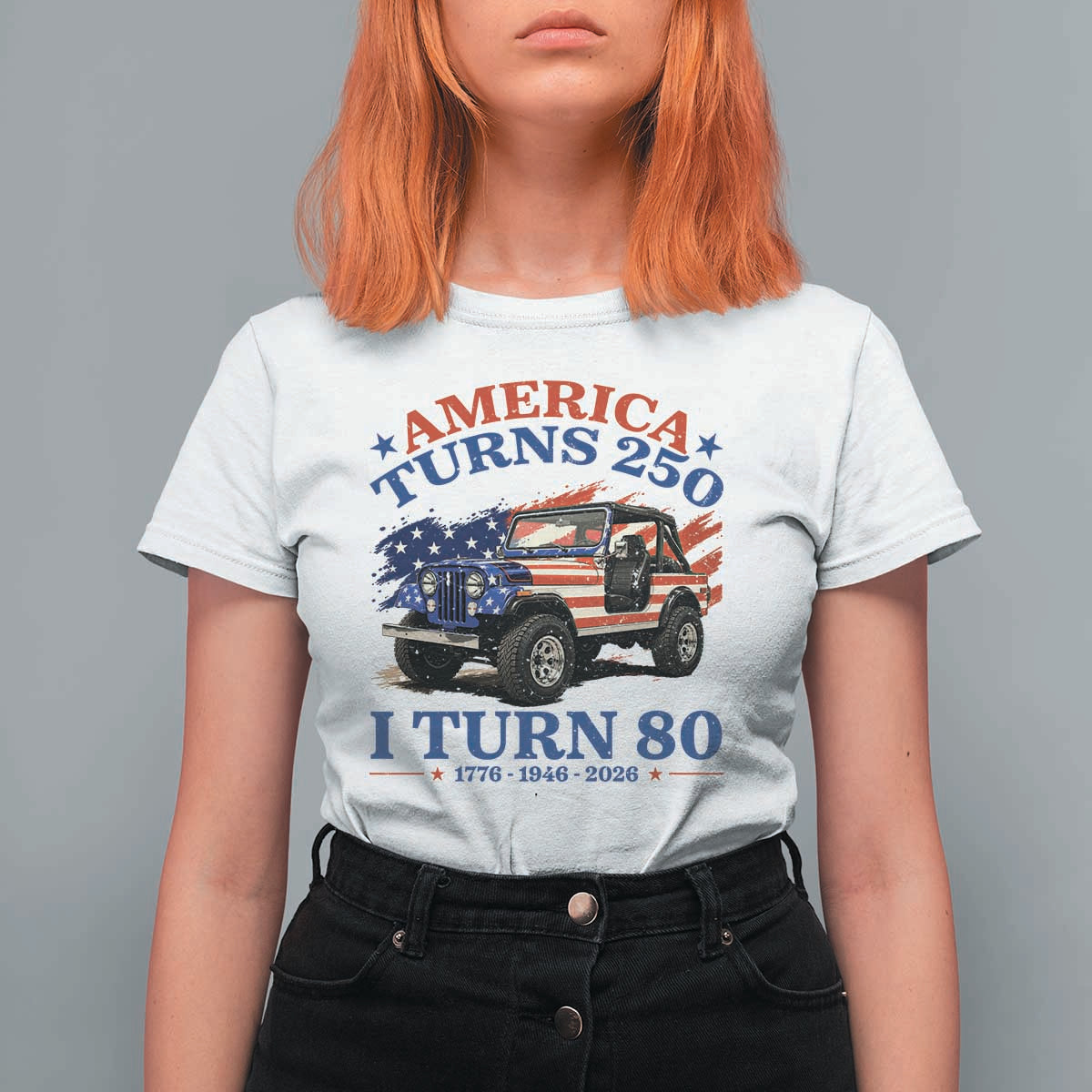 America Turns 250 I Turn 80 1946 80th Birthday T Shirt For Women Compact Classic Off-road SUV