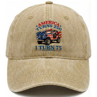 America Turns 250 I Turn 75 1951 75th Birthday Washed Cotton Baseball Cap Compact Classic Off-road SUV