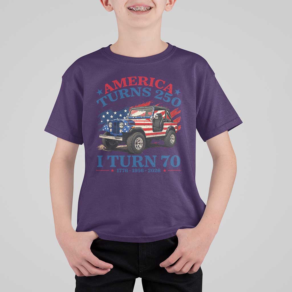 America Turns 250 I Turn 70 1956 70th Birthday T Shirt For Kid Compact Classic Off-road SUV