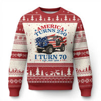 America Turns 250 I Turn 70 1956 70th Birthday Ugly Christmas Sweater Compact Classic Off-road SUV