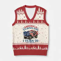 America Turns 250 I Turn 70 1956 70th Birthday V-Neck Knit Sweater Vest Compact Classic Off-road SUV