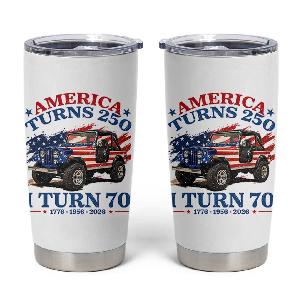 America Turns 250 I Turn 70 1956 70th Birthday Tumbler Cup Compact Classic Off-road SUV