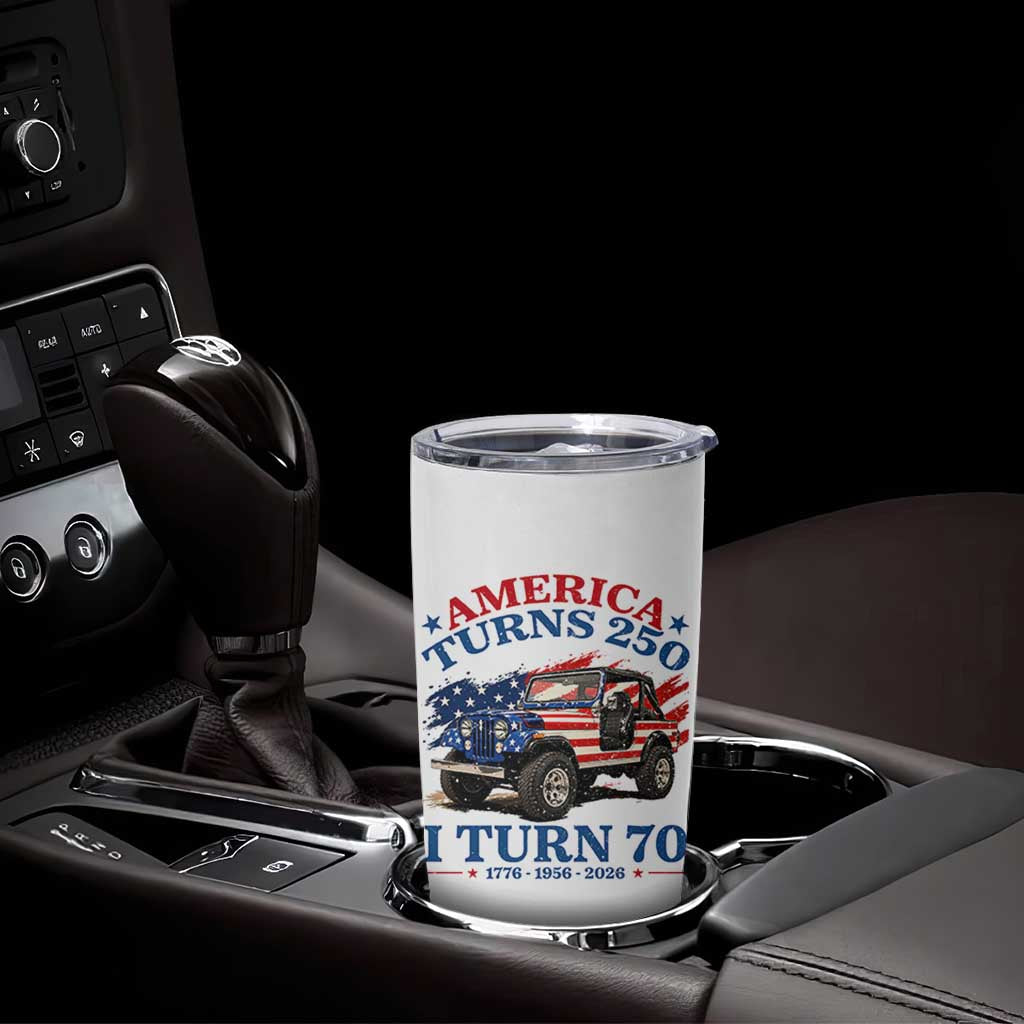 America Turns 250 I Turn 70 1956 70th Birthday Tumbler Cup Compact Classic Off-road SUV