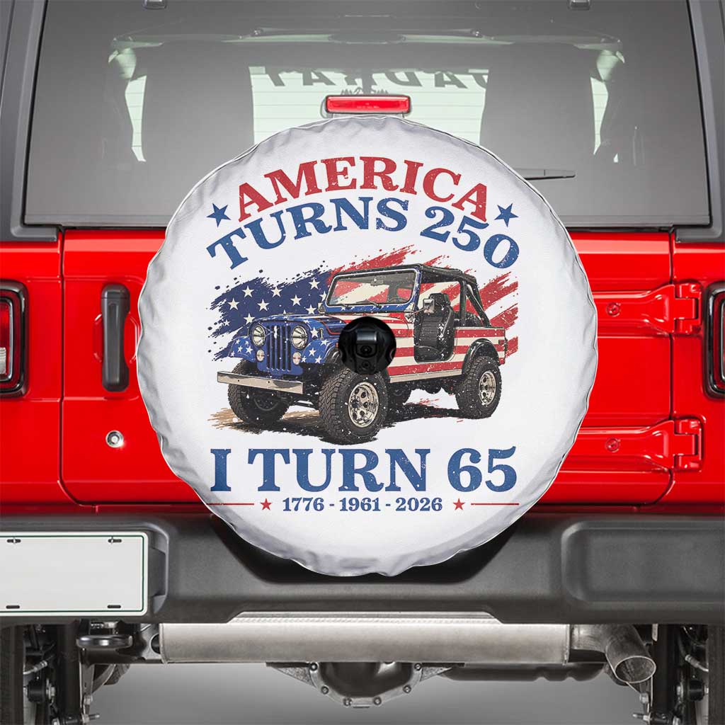 America Turns 250 I Turn 65 1961 65th Birthday Spare Tire Cover Compact Classic Off-road SUV
