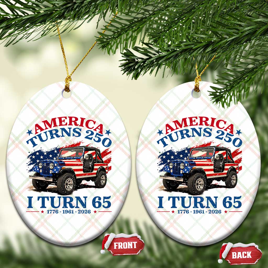 America Turns 250 I Turn 65 1961 65th Birthday Ceramic Ornament Compact Classic Off-road SUV