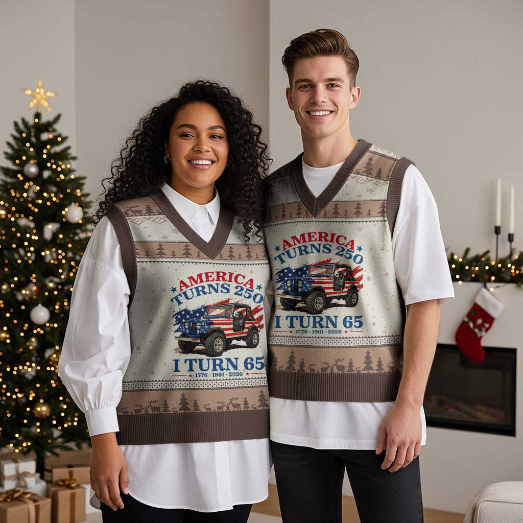 America Turns 250 I Turn 65 1961 65th Birthday V-Neck Knit Sweater Vest Compact Classic Off-road SUV