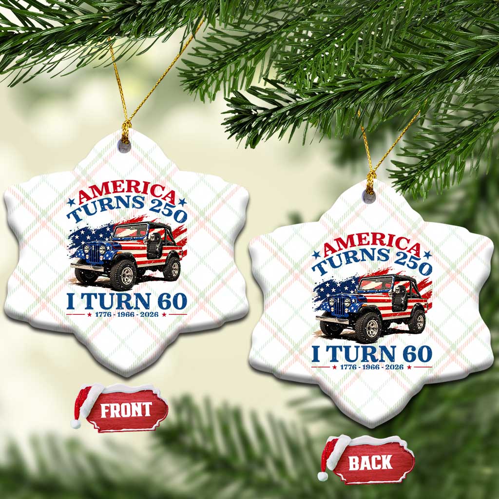 America Turns 250 I Turn 60 1966 60th Birthday Ceramic Ornament Compact Classic Off-road SUV