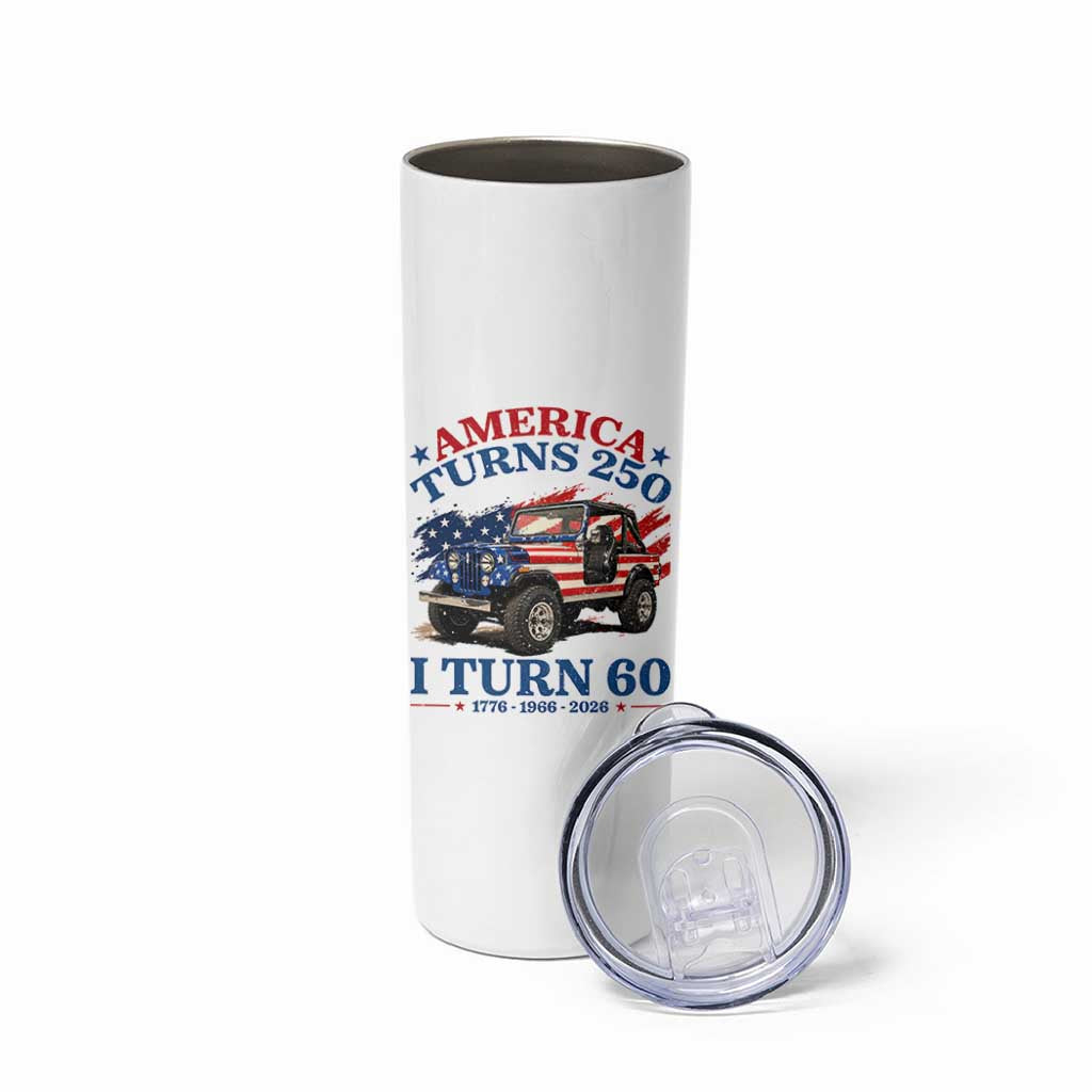 America Turns 250 I Turn 60 1966 60th Birthday Skinny Tumbler Compact Classic Off-road SUV