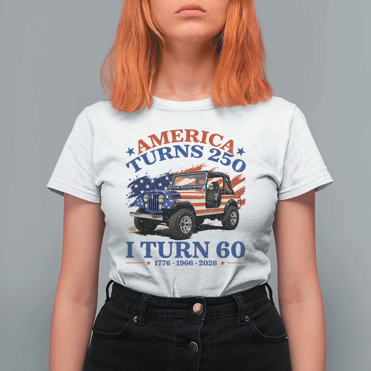 America Turns 250 I Turn 60 1966 60th Birthday T Shirt For Women Compact Classic Off-road SUV