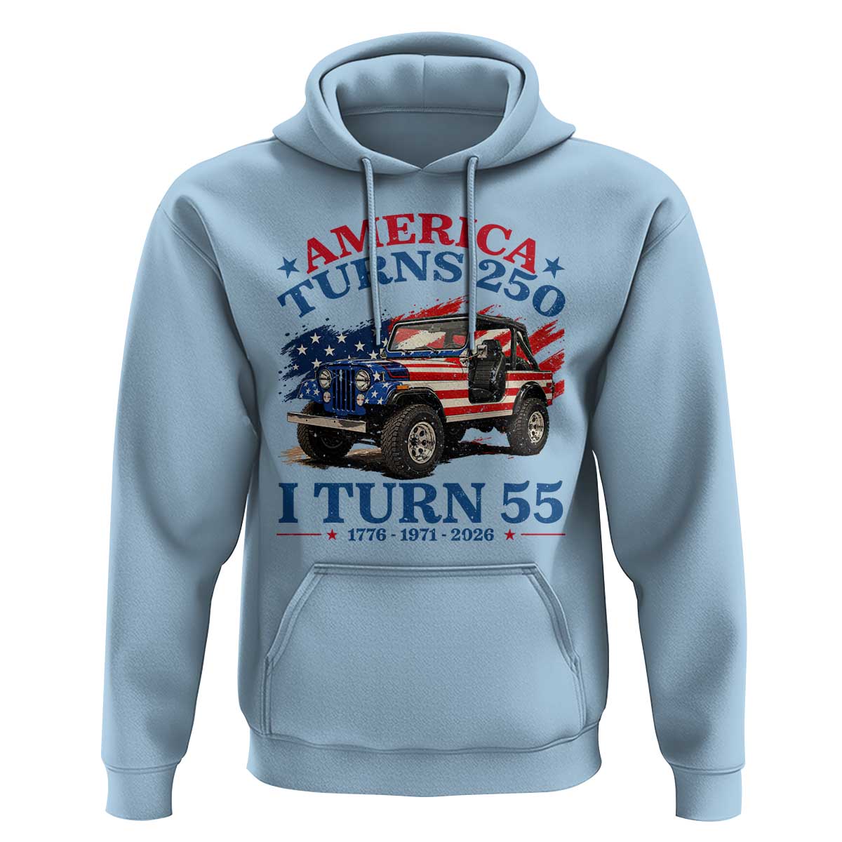 America Turns 250 I Turn 55 1971 55th Birthday Hoodie Compact Classic Off-road SUV