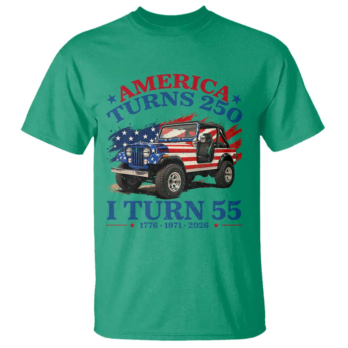 America Turns 250 I Turn 55 1971 55th Birthday T Shirt Compact Classic Off-road SUV