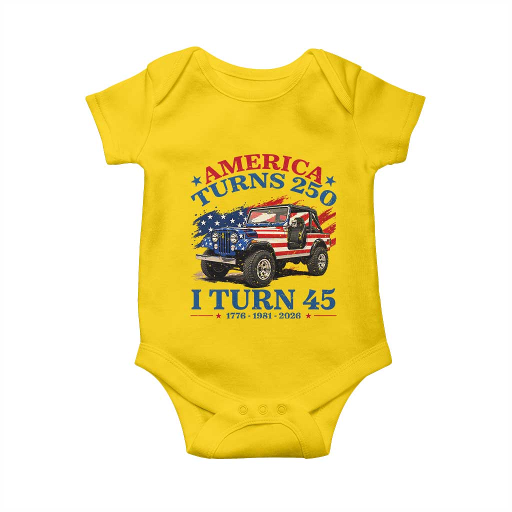 America Turns 250 I Turn 45 1981 45th Birthday Baby Onesie Compact Classic Off-road SUV