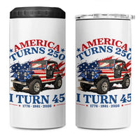 America Turns 250 I Turn 45 1981 45th Birthday 4 in 1 Can Cooler Tumbler Compact Classic Off-road SUV