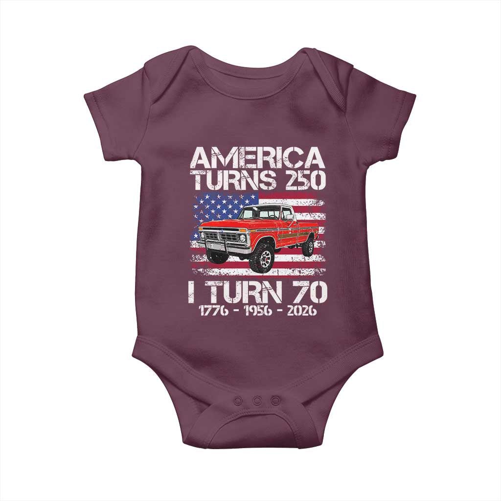 America Turns 250 I Turn 70 1956 70th Birthday Baby Onesie Vintage Classic Original American Old Pickup Truck