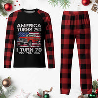 America Turns 250 I Turn 70 1956 70th Birthday Plaid Pajama Set Vintage Classic Original American Old Pickup Truck