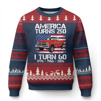 America Turns 250 I Turn 60 1966 60th Birthday Ugly Christmas Sweater Vintage Classic Original American Old Pickup Truck