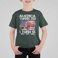 America Turns 250 I Turn 55 1971 55th Birthday T Shirt For Kid Vintage Classic Original American Old Pickup Truck