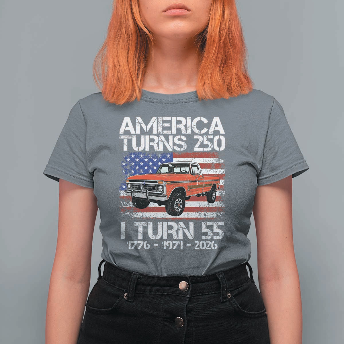 America Turns 250 I Turn 55 1971 55th Birthday T Shirt For Women Vintage Classic Original American Old Pickup Truck