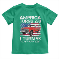 America Turns 250 I Turn 55 1971 55th Birthday Toddler T Shirt Vintage Classic Original American Old Pickup Truck