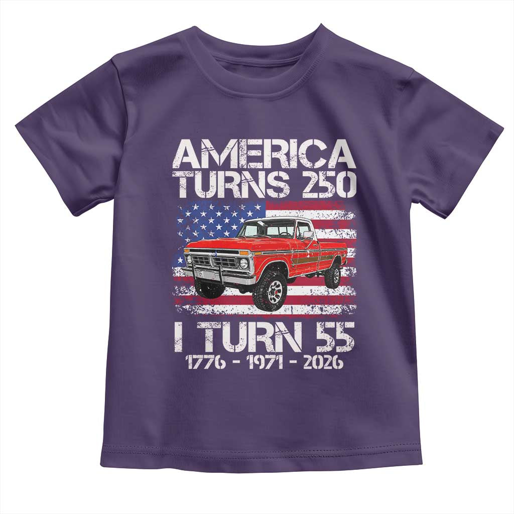 America Turns 250 I Turn 55 1971 55th Birthday Toddler T Shirt Vintage Classic Original American Old Pickup Truck